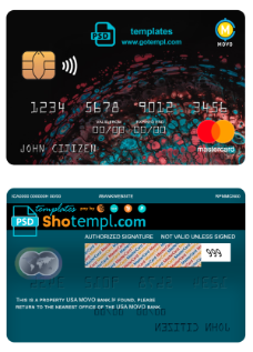 editable template, USA MOVO bank mastercard fully editable template in PSD format