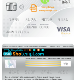 editable template, USA Massachusetts Radius bank visa electron card fully editable template in PSD format