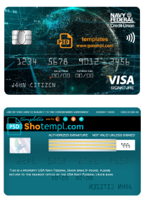 editable template, USA Navy Federal Union bank visa signature card fully editable template in PSD format