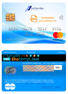 editable template, USA Nebraska Five Points Bank mastercard fully editable template in PSD format