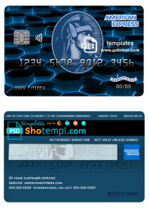 editable template, USA New York American Express Blue bank card fully editable template in PSD format