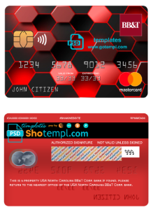editable template, USA North Carolina BB&T Corp. bank mastercard fully editable template in PSD format