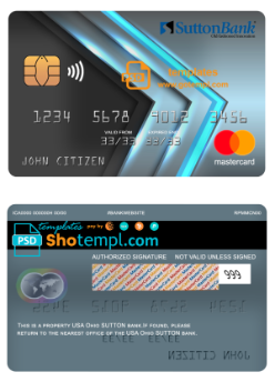 editable template, USA Ohio SUTTON bank mastercard fully editable template in PSD format