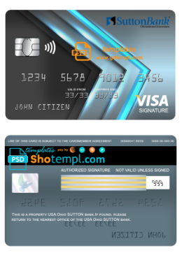 editable template, USA Ohio SUTTON bank visa signature card fully editable template in PSD format