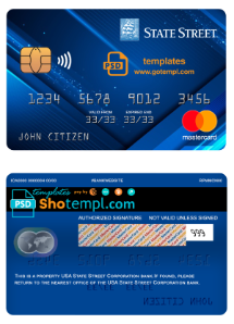 editable template, USA State Street Corporation bank mastercard fully editable template in PSD format