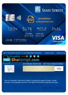 editable template, USA State Street Corporation bank visa signature card fully editable template in PSD format