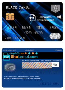 editable template, USA USAA bank mastercard, fully editable template in PSD format