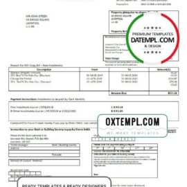 editable template, United Kingdom Liverpool City Council tax bill template in Word format