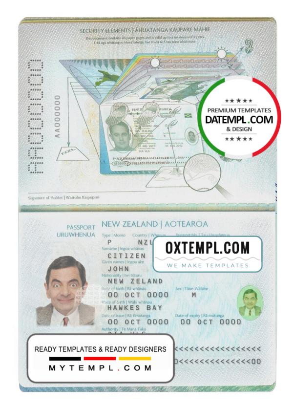 editable template, New Zealand passport template in PSD format, fully editable (2005 - present)