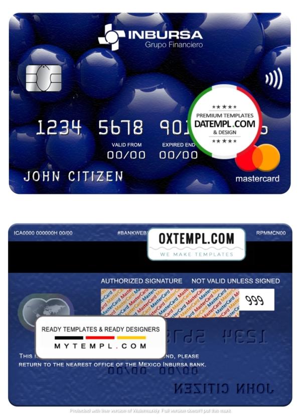 editable template, Mexico Inbursa bank mastercard, fully editable template in PSD format