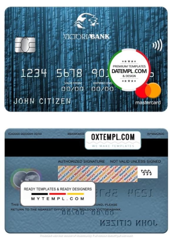 editable template, Moldova Victoriabank mastercard, fully editable template in PSD format