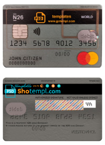 editable template, Germany N26 bank mastercard template in PSD format, fully editable