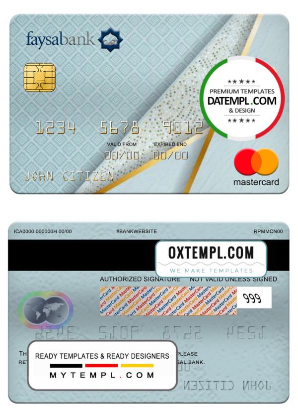 editable template, Pakistan Faysal bank mastercard, fully editable template in PSD format