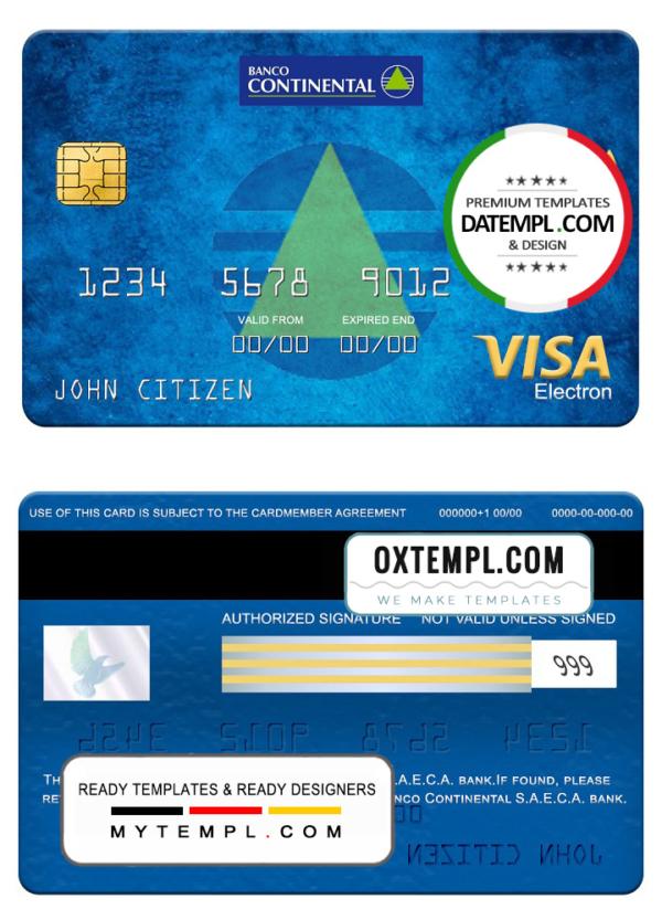 editable template, Paraguay Banco Continental S.A.E.C.A. bank mastercard, fully editable template in PSD format