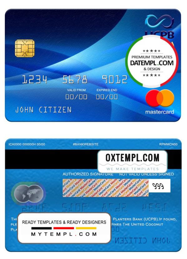 editable template, Philippines The United Coconut Planters Bank (UCPB) mastercard, fully editable template in PSD format
