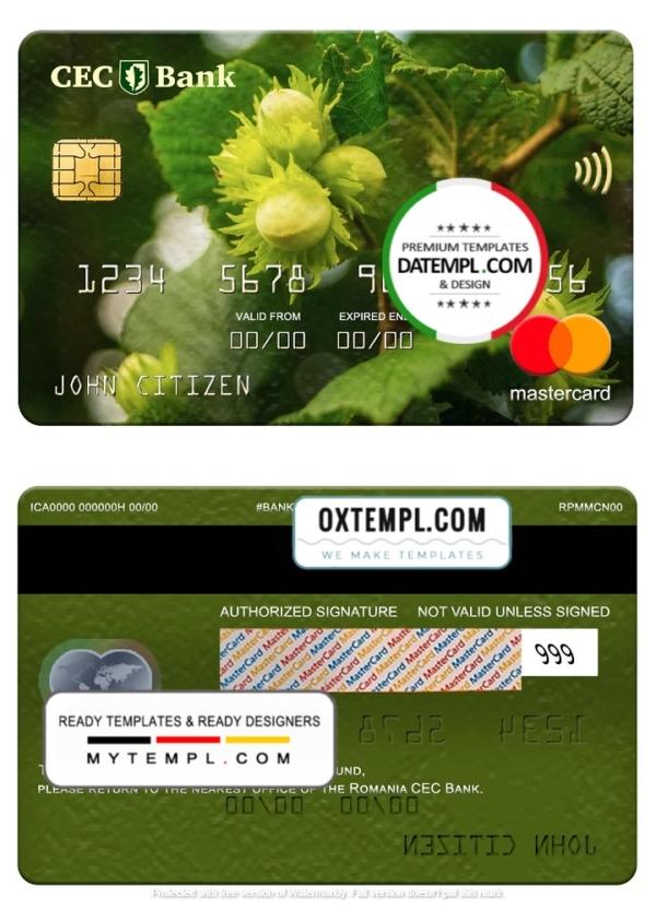 editable template, Romania CEC Bank mastercard, fully editable template in PSD format