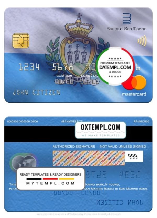 editable template, San Marino Banca di San Marino bank mastercard, fully editable template in PSD format