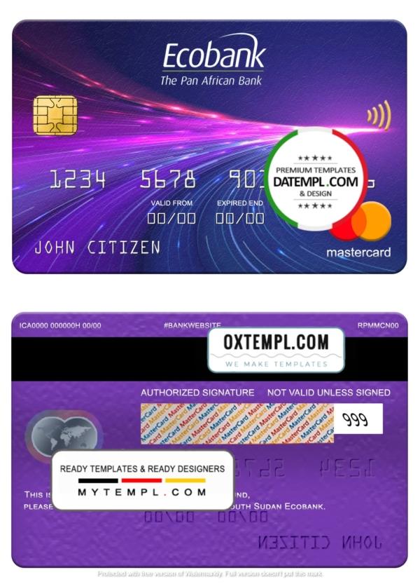 editable template, South Sudan Ecobank mastercard, fully editable template in PSD format