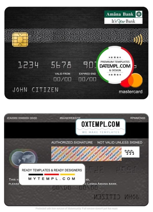 editable template, Sri Lanka Amana bank mastercard, fully editable template in PSD format