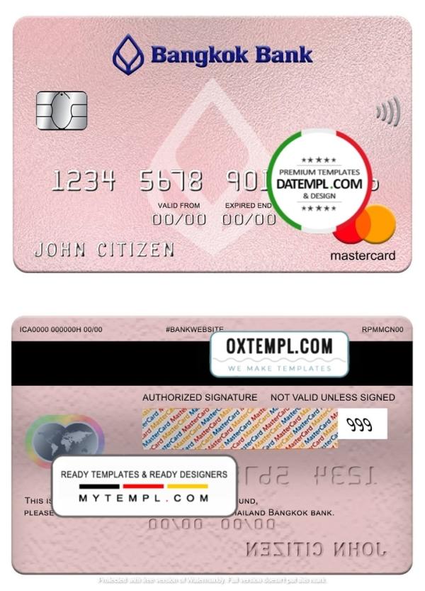 editable template, Thailand Bangkok bank mastercard, fully editable template in PSD format