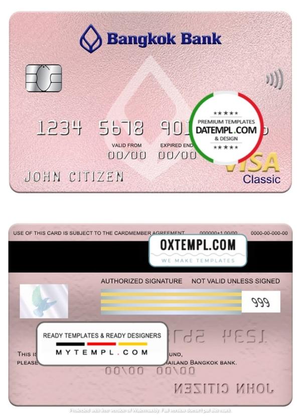 editable template, Thailand Bangkok bank visa classic card, fully editable template in PSD format