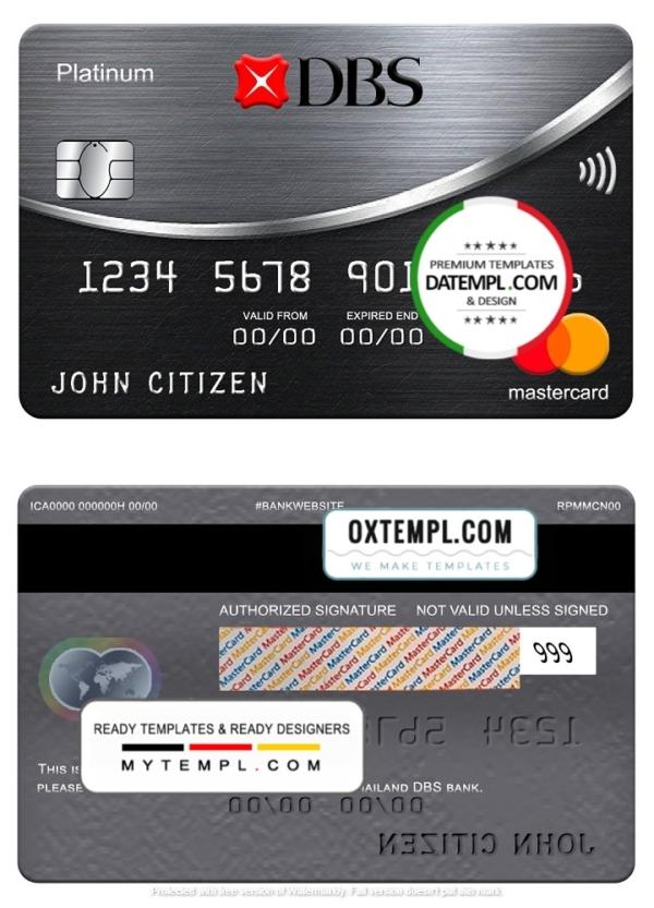 editable template, Thailand DBS bank mastercard platinum, fully editable template in PSD format