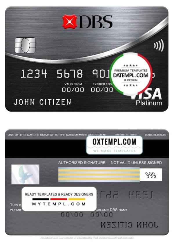 editable template, Thailand DBS bank visa platinum card, fully editable template in PSD format