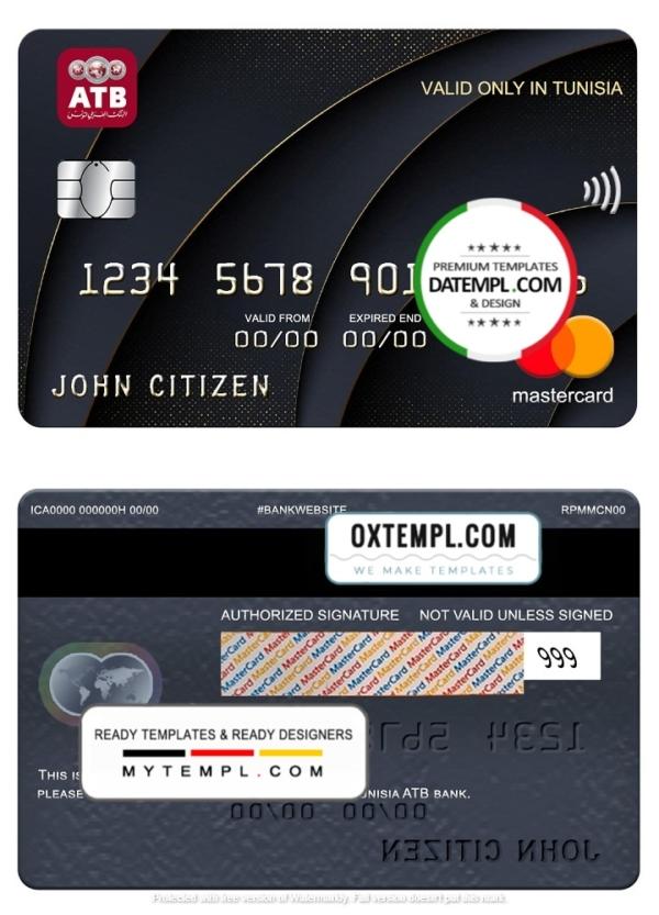 editable template, Tunisia ATB bank mastercard, fully editable template in PSD format