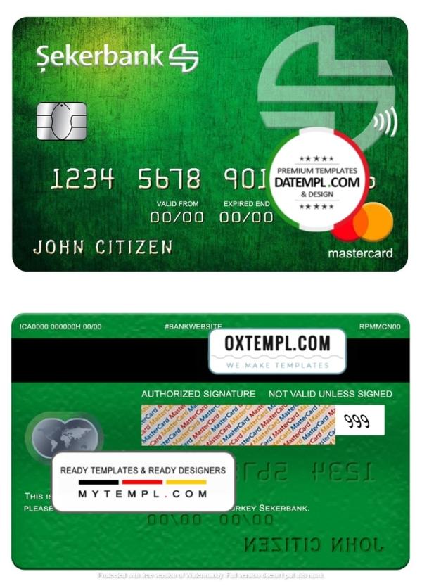 editable template, Turkey Sekerbank mastercard, fully editable template in PSD format
