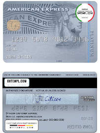 editable template, USA Bank of the West bank AMEX platinum card template in PSD format, fully editable