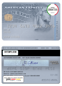 editable template, USA Bank of the West bank AMEX platinum card template in PSD format, fully editable