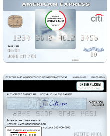 editable template, USA Citibank AMEX everyday® credit card template in PSD format, fully editable