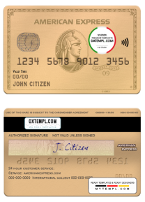 editable template, USA MOVO bank AMEX gold card template in PSD format, fully editable