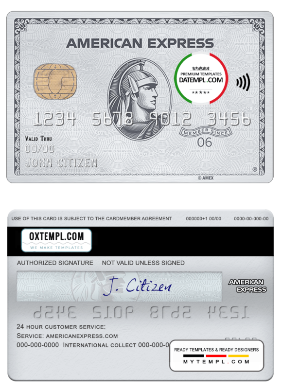 editable template, USA NAB bank AMEX platinum card template in PSD format, fully editable