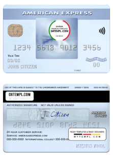 editable template, USA Georgia Gainesville First century bank AMEX everyday credit card in PSD format