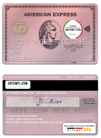 editable template, USA Indiana Centier bank AMEX rose gold card template in PSD format, fully editable