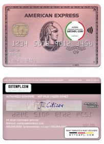 editable template, USA Indiana Centier bank AMEX rose gold card template in PSD format, fully editable