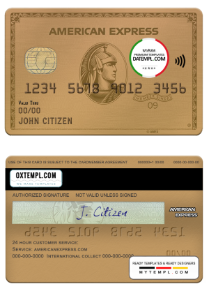 editable template, USA Maryland Howard Personal bank AMEX gold card template in PSD format, fully editable