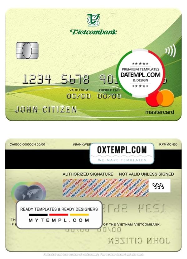 editable template, Vietnam Vietcombank mastercard, fully editable template in PSD format
