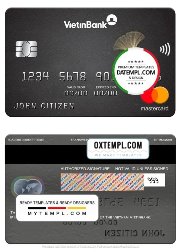 editable template, Vietnam Vietinbank mastercard, fully editable template in PSD format