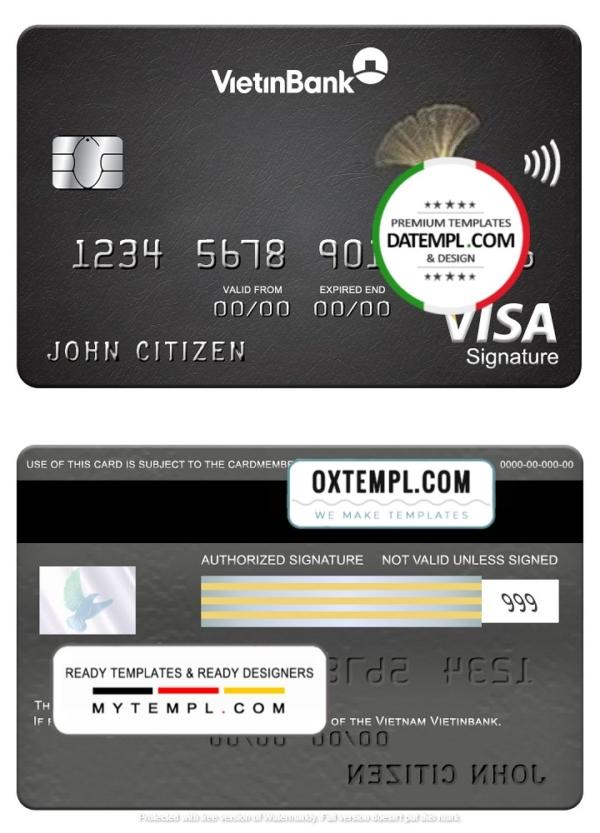 editable template, Vietnam Vietinbank visa signature card, fully editable template in PSD format
