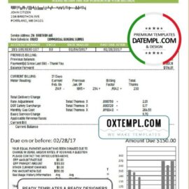 editable template, USA Marine Maine Natural Gas Portland utility bill template in Word format