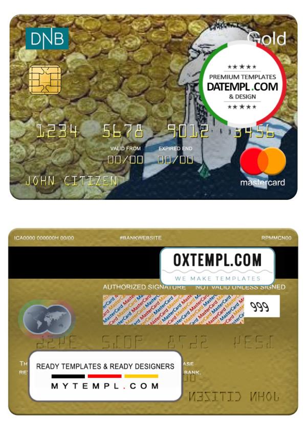 editable template, Norway DNB bank mastercard gold, fully editable template in PSD format