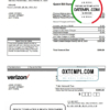 editable template, USA Verizon utility bill template in Word format, fully editable, version 2
