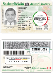 Canada province Saskatchewan driver license PSD template
