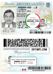 Canada Alberta province friving license template in PSD format, fully editable