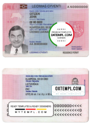 Lithuania (Litva) residence permit card template in PSD format, fully editable