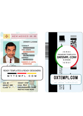 New Mexico driver license PSD template, under 21