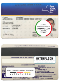 editable template, USA New York state Medicaid card template in PSD format, fully editable