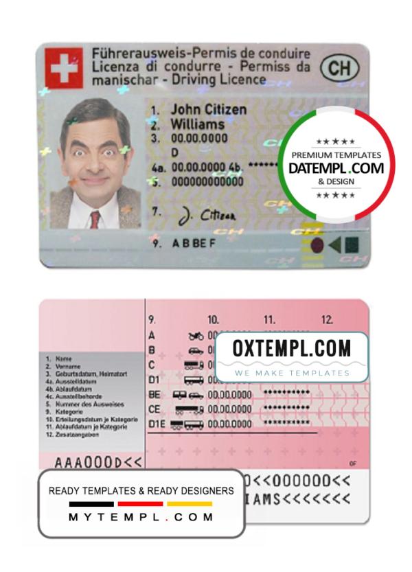 Switzerland driver license PSD template